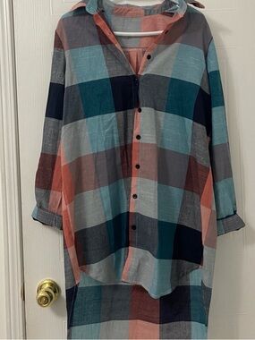 Oversized Plaid Button-Up Shirt
